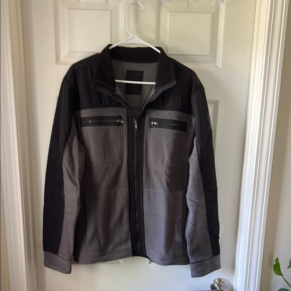 Calvin Klein Jeans Black and Gray Lightweight Jacket with Sleek Design